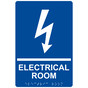 Blue ADA Braille ELECTRICAL ROOM Sign with Symbol RRE-945_White_on_Blue