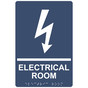 Navy ADA Braille ELECTRICAL ROOM Sign with Symbol RRE-945_White_on_Navy