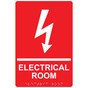 Red ADA Braille ELECTRICAL ROOM Sign with Symbol RRE-945_White_on_Red