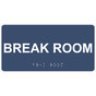 Navy ADA Braille Break Room Sign with White Tactile Text