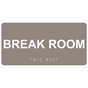 Taupe ADA Braille Break Room Sign with Tactile Text - RSME-266_White_on_Taupe
