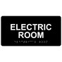 Black ADA Braille Electric Room Sign with Tactile Text - RSME-301_White_on_Black