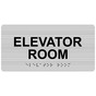 Brushed Silver ADA Braille Elevator Room Sign with Black Tactile Text