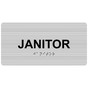 Brushed Silver ADA Braille Janitor Sign with Tactile Text - RSME-376_Black_on_BrushedSilver