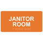 Orange ADA Braille Janitor Room Sign with Tactile Text - RSME-377_White_on_Orange