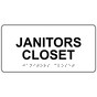 White ADA Braille Janitors Closet Sign with Tactile Text - RSME-378_Black_on_White