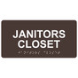 Dark Brown ADA Braille Janitors Closet Sign with Tactile Text - RSME-378_White_on_DarkBrown