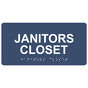 Navy ADA Braille Janitors Closet Sign with Tactile Text - RSME-378_White_on_Navy