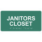 Pine Green ADA Braille Janitors Closet Sign with Tactile Text - RSME-378_White_on_PineGreen