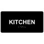 Black ADA Braille Kitchen Sign with Tactile Text - RSME-385_White_on_Black