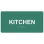 Pine Green ADA Braille Kitchen Sign with Tactile Text - RSME-385_White_on_PineGreen