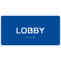 Blue ADA Braille Lobby Sign with Tactile Text - RSME-400_White_on_Blue