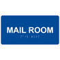 Blue ADA Braille Mail Room Sign with Tactile Text - RSME-415_White_on_Blue