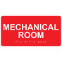 Red ADA Braille Mechanical Room Sign with Tactile Text - RSME-426_White_on_Red