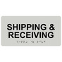 Pearl Gray ADA Braille Shipping & Receiving Sign with Tactile Text - RSME-560_Black_on_PearlGray