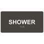 Charcoal Gray ADA Braille Shower Sign with Tactile Text - RSME-563-White_on_CharcoalGray