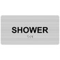 Brushed Silver ADA Braille Shower Sign with Tactile Text - RSME-563_Black_on_BrushedSilver