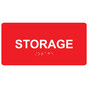 Red ADA Braille Storage Sign with White Tactile Text