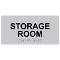 Silver ADA Braille Storage Room Sign with Black Tactile Text