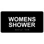 Black ADA Braille WOMENS SHOWER Sign with Tactile Text - RSME-653_White_on_Black