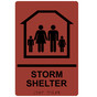 Canyon ADA Braille STORM SHELTER Sign with Family Symbol RRE-14836_Black_on_Canyon
