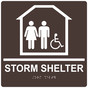 Square Dark Brown ADA Braille Accessible STORM SHELTER Sign - RRE-14837-99_White_on_DarkBrown