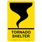 Yellow ADA Braille TORNADO SHELTER Sign with Symbol RRE-14840_Black_on_Yellow