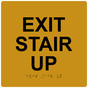 Gold 9-Inch Square ADA Braille EXIT STAIR UP Sign RRE-665-99_Black_on_Gold