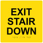 Yellow 9-Inch Square ADA Braille EXIT STAIR DOWN Sign RRE-670-99_Black_on_Yellow