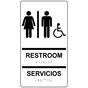 White ADA Braille Accessible RESTROOMS - SERVICIOS Sign RRB-120_Black_on_White