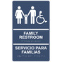 Navy ADA Braille Accessible FAMILY RESTROOM - SERVICIO PARA FAMILIAS Sign RRB-170_White_on_Navy