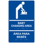 Blue ADA Braille BABY CHANGING AREA - ÁREA PARA BEBÉS Sign RRB-175_White_on_Blue