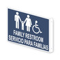 Projection-Mount Navy Accessible FAMILY RESTROOM - SERVICIO PARA FAMILIAS Sign With Symbol