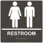 Square Charcoal Gray ADA Braille RESTROOM Sign - RRE-110-99_White_on_CharcoalGray