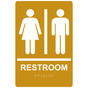 Gold ADA Braille Unisex RESTROOM Sign With Symbol RRE-110_White_on_Gold