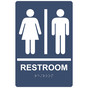 Navy ADA Braille Unisex RESTROOM Sign With Symbol RRE-110_White_on_Navy