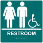 Square Bahama Blue ADA Braille Accessible RESTROOM Sign - RRE-120-99_White_on_BahamaBlue