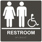 Square Charcoal Gray ADA Braille Accessible RESTROOM Sign - RRE-120-99_White_on_CharcoalGray