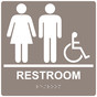 Square Taupe ADA Braille Accessible RESTROOM Sign - RRE-120-99_White_on_Taupe