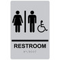 Silver ADA Braille RESTROOM Sign With Accessible Symbol RRE-120_Black_on_Silver