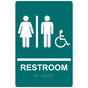 Bahama Blue ADA Braille RESTROOM Sign With Accessible Symbol RRE-120_White_on_BahamaBlue