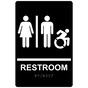 Black Braille RESTROOM Sign with Dynamic Accessibility Symbol RRE-120R_White_on_Black