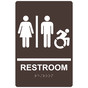 Dark Brown Braille RESTROOM Sign with Dynamic Accessibility Symbol RRE-120R_White_on_DarkBrown