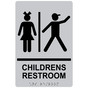 Silver ADA Braille CHILDRENS RESTROOM Sign with Symbol RRE-14781_Black_on_Silver
