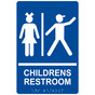 Blue ADA Braille CHILDRENS RESTROOM Sign with Symbol RRE-14781_White_on_Blue