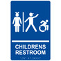 Blue Braille CHILDRENS RESTROOM Sign with Dynamic Accessibility Symbol RRE-14782R_White_on_Blue