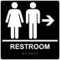 Square Black ADA Braille RESTROOM Right Sign - RRE-14817-99_White_on_Black