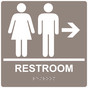Square Taupe ADA Braille RESTROOM Right Sign - RRE-14817-99_White_on_Taupe