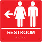 Square Red ADA Braille RESTROOM Left Sign - RRE-14818-99_White_on_Red