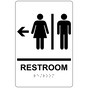 White ADA Braille RESTROOM Left Sign with Symbol RRE-14818_Black_on_White